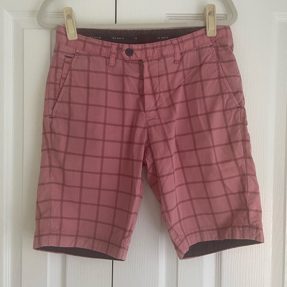 Ted Baker Pink Plaid Shorts - Picture 8 of 9